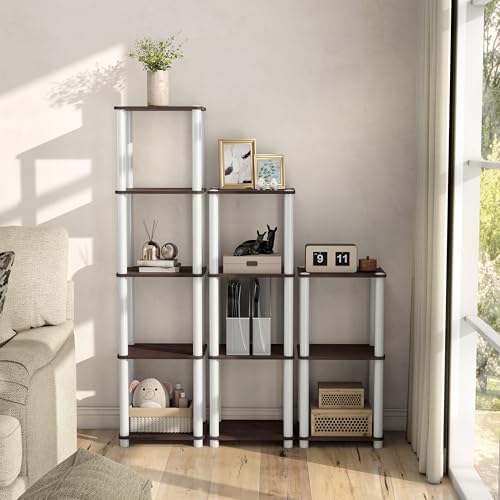 Homes: Inside + Out Apexa Modern 5-Tier Narrow Shelving Units, Collectibles Display Shelves, Easy Assembly Standing Shel
