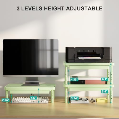 WALI 3 Height Adjustable Computer Monitor Stand with Storage, up to 44 lbs