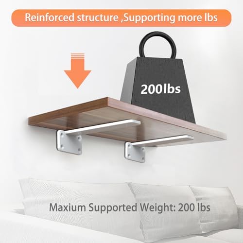 Floating Shelf Brackets Upgraded, 10 inch, White Heavy Duty Iron Shelf Brackets, Industrial Modern Floating Shelf Suppor