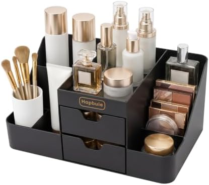 Cologne Organizer for Men with Drawers, Vanity Makeup Storage,black
