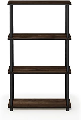 Furinno Turn-N-Tube Toolless 4-Tier Storage Shelves, Columbia Walnut