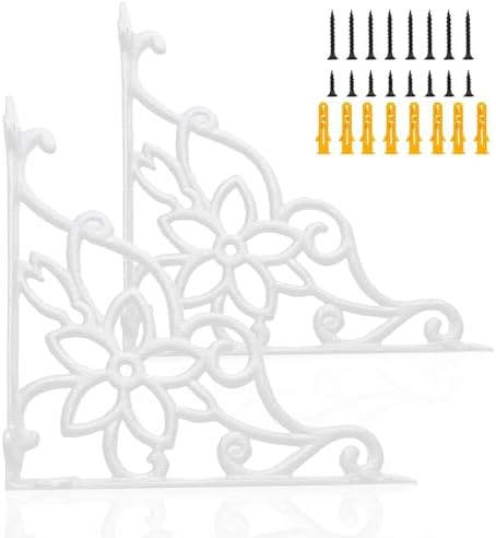 Z Metnal Cast Iron Heavy Duty Shelves Bracket, 9.75 inch Decorative Shelf Brackets, 90° Right Angle Wall Hanging, Vintag