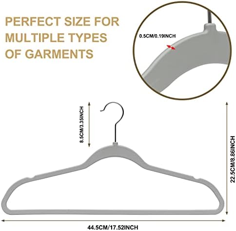 Quality Hangers 50 Pack Plastic Hangers for Clothes - Slim Non-Velvet Hangers with 360° Swivel Chrome Hook & Non Slip Notches - Ideal for Dresses Coats Shirts Jackets & More - Gray (Gray, 50 Pack)