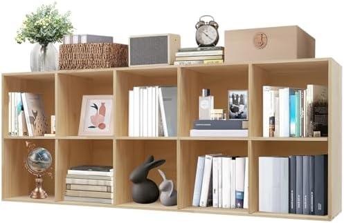 Cube Storage Bookshelf Wooden Storage Open Bookshelf, Multipurpose Display Storage Cabinet Vertical/Horizontal Organizer