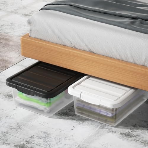 Stackable Plastic Storage Bins with Lids, 14 Qt, 2 Pack