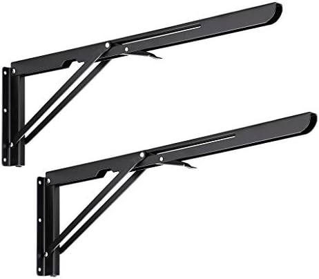 Sumnacon 2 Pcs 20 Inch Sturdy Folding Shelf Brackets - Heavy Duty Triangle Table Bench Folding Shelf Brackets, Wall Moun