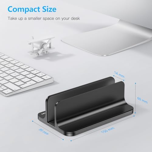 OMOTON Vertical Laptop Stand Holder, Adjustable Dock for MacBook, Black