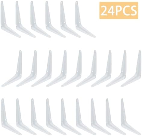 24Pcs 5 x 4 Inch White Shelf Brackets, L Brackets