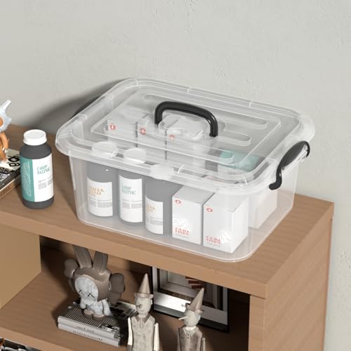 8 L Clear Plastic Storage Latch Container Box with Handle, 2-Pack