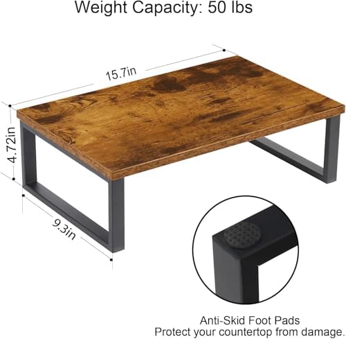 Wood Monitor Stand 2 Pack Monitor Riser for Desk, Brown