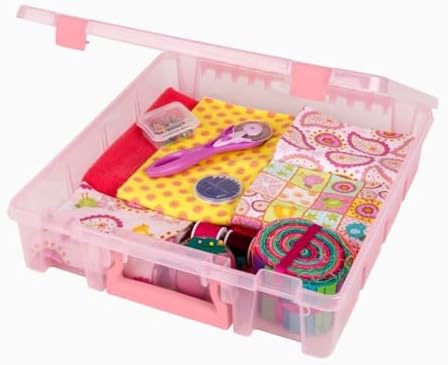 ArtBin 6955RK Super Satchel 1-Compartment Box, Art & Craft Organizer, 1-Pack, Translucent Blush
