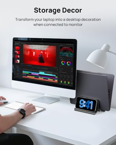 SODI Vertical Laptop Stand Holder for Desk Compatible with MacBook Air, MacBook Pro Stand Vertical Aluminum Up to 17 inc