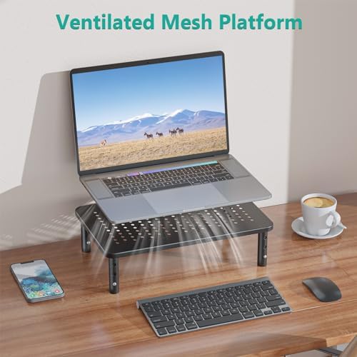 WALI Dual Monitor Stand for Desk, Adjustable Laptop Riser, up to 44 lbs