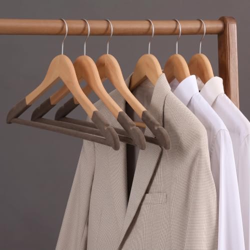 Wooden Hanger for Clothes Hanging | Hangers for Wardrobe and Cupboard | Non-Slip Bar | Precisely Cut Notches | 360 Degre