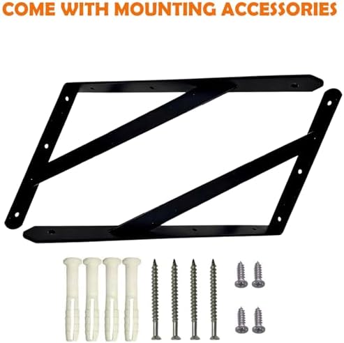 CLT Black Shelf Bracket, 8” Max Load: 220 lb Heavy Duty Minimalist Rigid Bracket for Table Bench, Sturdy Space Saving DI
