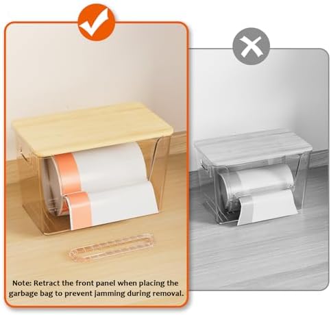 Delamu 2 Set Pantry Organizers and Storage,Trash Bag Dispenser with Bamboo Top,Stackable Trash Bag Dispenser Under Sink 