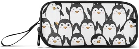 Cute Penguin Pencil Case Box Boys Girls Large Pencil Pouch with Zipper Compartments Big Capacity Stationery Pen Bag Organizer for Kids Teens Adults School