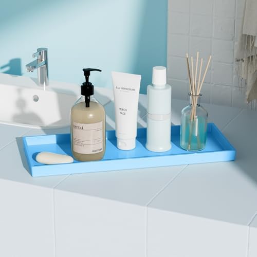 Vanity and Bathroom Tray, 15" ABS Countertop Organizer,Waterproof Vanity Tray for Toilet Tank,Perfume,Soap,Keys,Bathroom