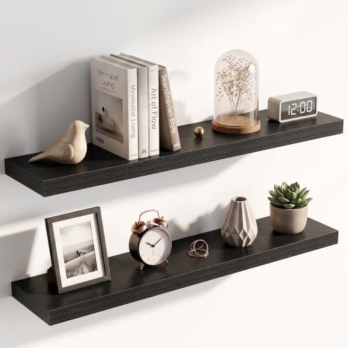 36 Inch Floating Shelves for Wall 2 Pack, Wood Wall Bathroom Shelves