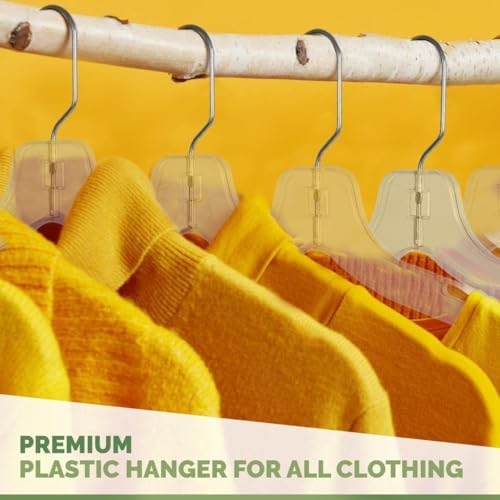 DEILSY™ Clear Plastic Hangers 50 Pack Durable Plastic Shirt Hangers