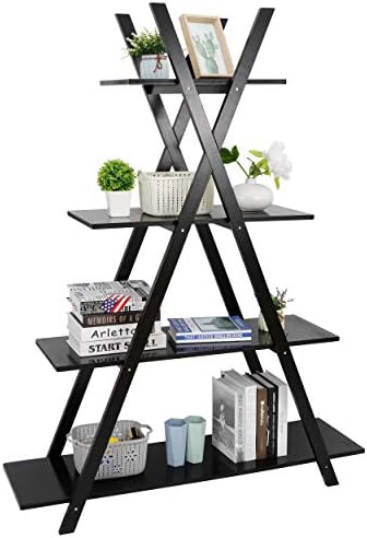 ZENY 4-Tier Bookshelf A Frame Bookcase, Home and Office Organizer, Storage and Display Rack