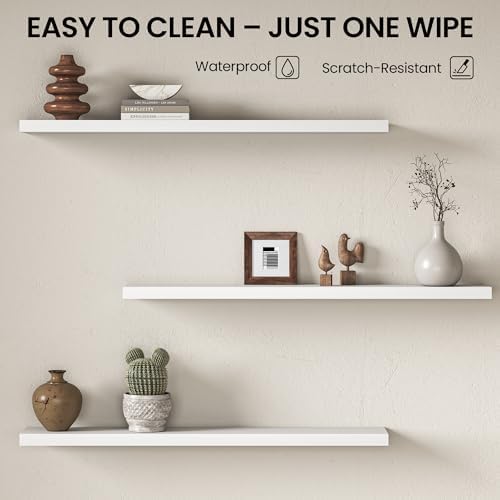 Fun Memories Floating Shelves for Wall 48 Inch, Set of 2 – Wall-Mounted Storage & Display Shelf with Invisible Bracket, 