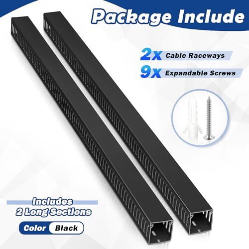 ZhiYo 2" H x 2" W Cable Raceway, Under Desk Wire Management Channel Black