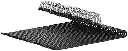 Amazon Basics Non-Slip Trouser/Slack Hangers, Pants Closet Organizer with Easy Slide Design, Metal with Rubber Coating, Black/Silver, 30-Pack