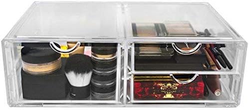 Sorbus Large Stackable Acrylic Drawers - 3 Clear Storage Drawers for Organizing Make up, Nail Polish, Hair Accessories, and Beauty Supplies - Makeup Organizer for Vanity, Bathroom Organizer Countertop