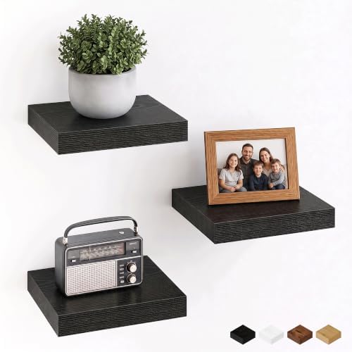 Square Floating Shelves for Wall, Small Corner Shelves, 8"W x 8"D, Set of 3