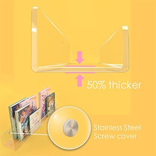 2 Packs 24 inches Clear Acrylic Shelves,Book Shelf for wall
