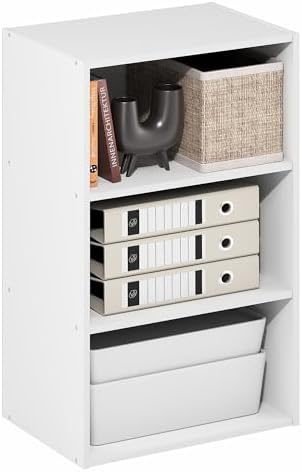 Furinno Basic Book Shelf, 3-Tier Bookshelf, Storage Organizer Bookcase with Open Shelf, 11 x 17 x 26, for Living Room, B
