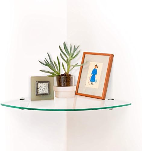Fab Glass and Mirror Corner Glass Shelf, 12" x 12", Clear