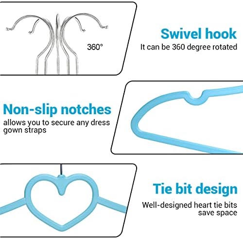 Plastic Hangers 20 Pack, Blue Shirt Hangers Ultra Thin Space Saving with 360 Degree Swivel Hook, Strong & Durable Adult for Dress, Shirts, Coats