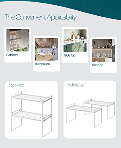 Shantton Cabinet Shelf Organizer, Pantry Shelf Rack, White 16x8.3x9.5