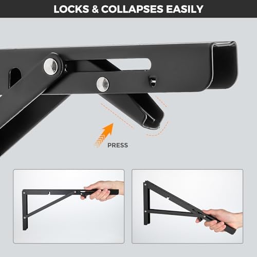 JOY DECOR Matte Black Folding Shelf Brackets, 6 Inch, 4 Pack