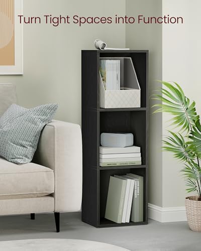 VASAGLE Bookshelf, 3-Tier Bookcase, 11.8 x 9.4 x 37.3 Inches