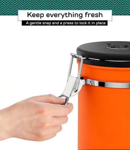 Coffee Gator Coffee Canister, 16oz Airtight Stainless Steel Container