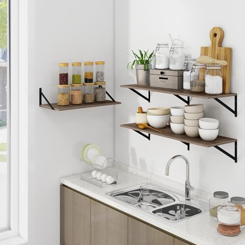 Heimlove 36W x 12D Deep Floating Shelves Set of 2 Grey