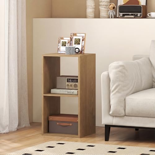Tangkula 2-Cube Bookcase, 3-Tier Bookshelf with Open Compartments, Freestanding Cube Storage Organizer with Anti-Topplin