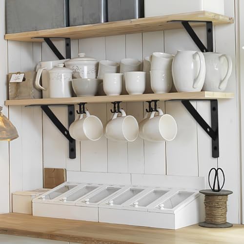 Heavy Duty L Shelf Brackets 8Pcs, Metal Wall Mount Floating Shelf Supports