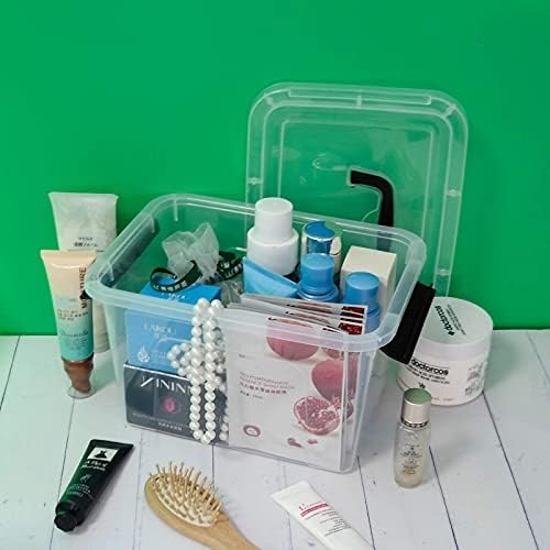 5 Quart Storage Box Tote with Lid, 6 Packs Small Plastic Bins with Handles