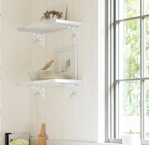 Khtumeware Shelf Bracket 12 Inch, Decorative Brackets for Shelving, Heavy Duty Vintage Ornate Shelf Bracket, Hardware In