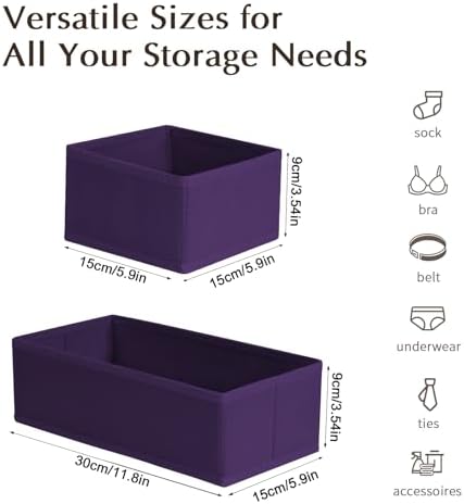 DIMJ Drawer Organizers Clothes, Set of 8 Dresser Organizer Bins, Fabric Closet Organizers and Storage, Shallow Drawer Di