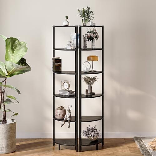 6 Tier Corner Shelf, Tall Corner Shelves Stand Ladder Shelf Bookshelf