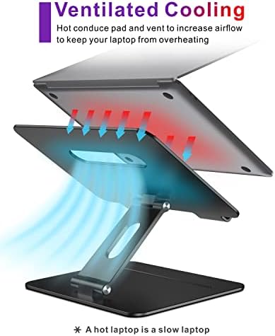 Adjustable MacBook Laptop Stand for Desk | Ergonomic Aluminum Laptop Riser with Heat-Vent, Compatible for 10-17" Laptops