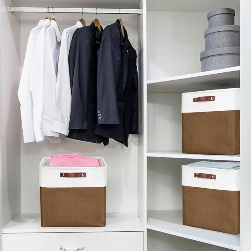 Bagnizer 13x13 Cube Storage Bins, Collapsible Fabric Storage Box, 4 Pack Closet Baskets with Handles for Organizing, She