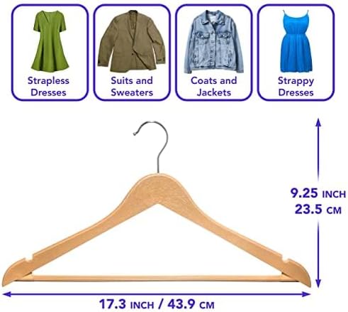 Premium Wood Like Hangers 10 Pack - Durable & Slim Coat Hanger - Suit Hangers with 360-Degree Rotatable Hook Hangers wit