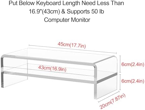 Egchi Acrylic Monitor Stand,2 Tiers Computer Monitor Riser(18x8x5.5 inches),Computer Stand/Monitor Riser for Office,Scho