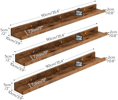 HOOBRO Floating Shelves, Wall Shelf Set of 3, 35.4 Inches Hanging Shelf